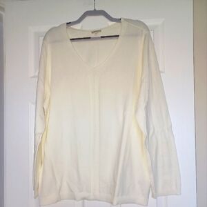 Talbots 2X Lightweight Cream V-neck Sweater